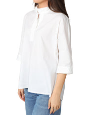 BLUSA DONNA LIVIANA CONTI LUCY BIANCA IN POPELINE CON MANICA 3/4 E SCOLLO CHIUSO
