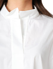 BLUSA DONNA LIVIANA CONTI LUCY BIANCA IN POPELINE CON MANICA 3/4 E SCOLLO CHIUSO