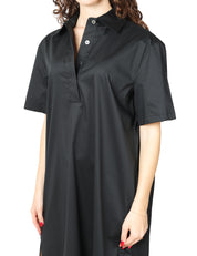 ABITO DONNA LIVIANA CONTI SUSAN NERO A MEZZE MANICHE CON SCOLLO A CAMICIA IN POPELINE STRETCH
