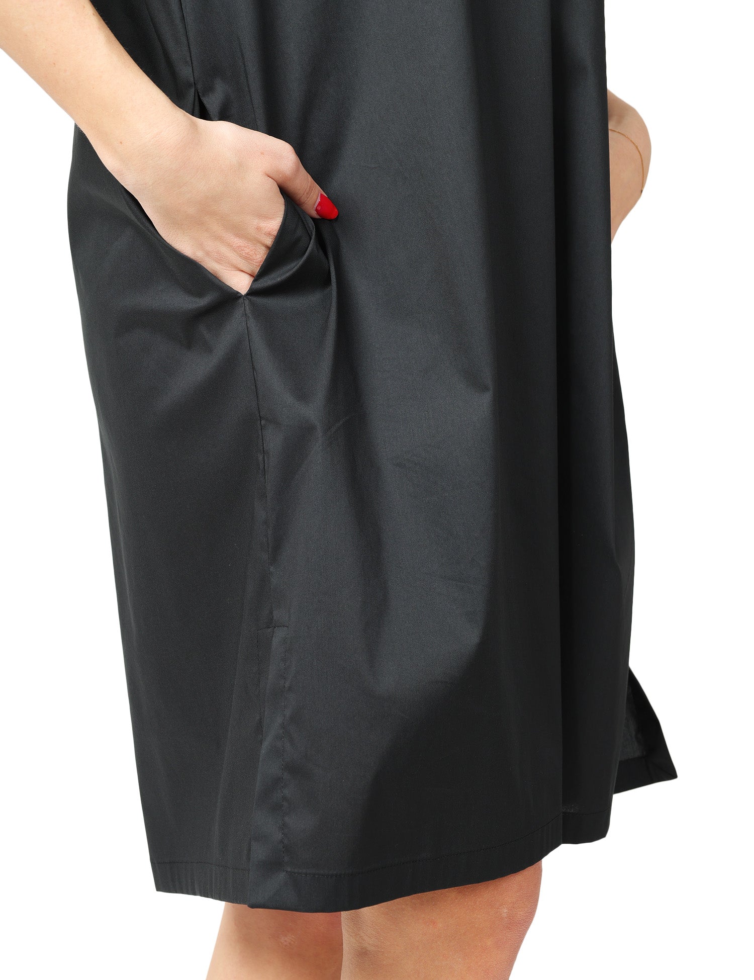 ABITO DONNA LIVIANA CONTI SUSAN NERO A MEZZE MANICHE CON SCOLLO A CAMICIA IN POPELINE STRETCH