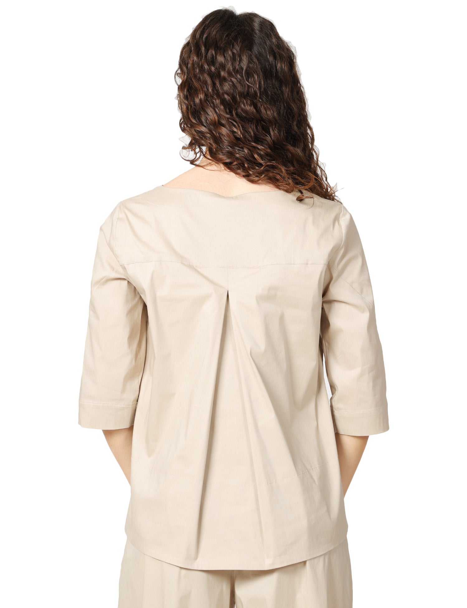 BLUSA DONNA LIVIANA CONTI DEANNA DUNA IN POPELINE STRETCH CON SCOLLO A V E MANICHE AL GOMITO