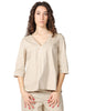 Blusa donna liviana conti deanna duna in popeline stretch con scollo a v e maniche al gomito