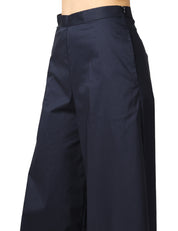 PANTALONE DONNA LIVIANA CONTI ILARIA BLU NOTTE IN COTONE CON GAMBA A PALAZZO