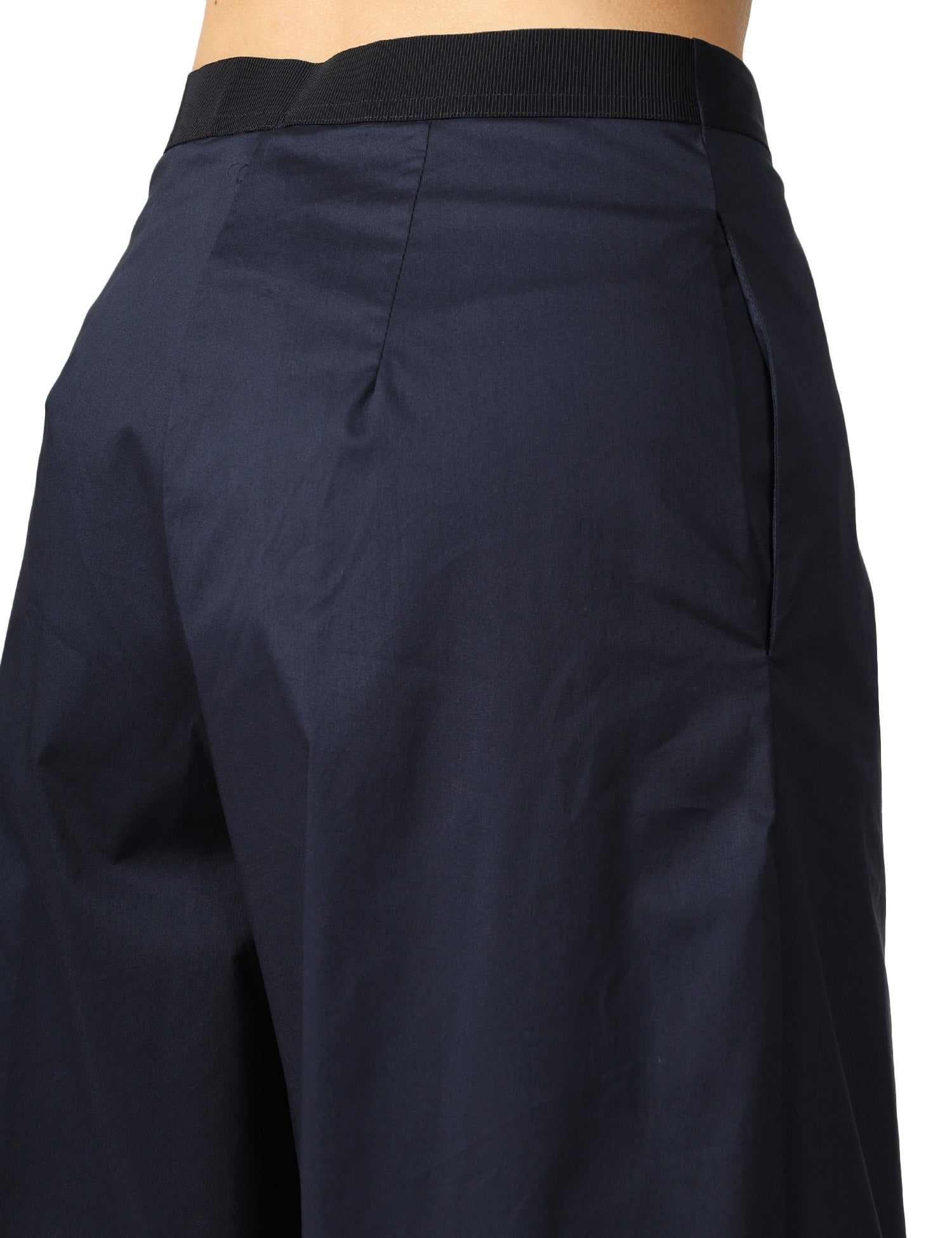 PANTALONE DONNA LIVIANA CONTI ILARIA BLU NOTTE IN COTONE CON GAMBA A PALAZZO