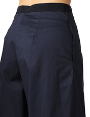 PANTALONE DONNA LIVIANA CONTI ILARIA BLU NOTTE IN COTONE CON GAMBA A PALAZZO