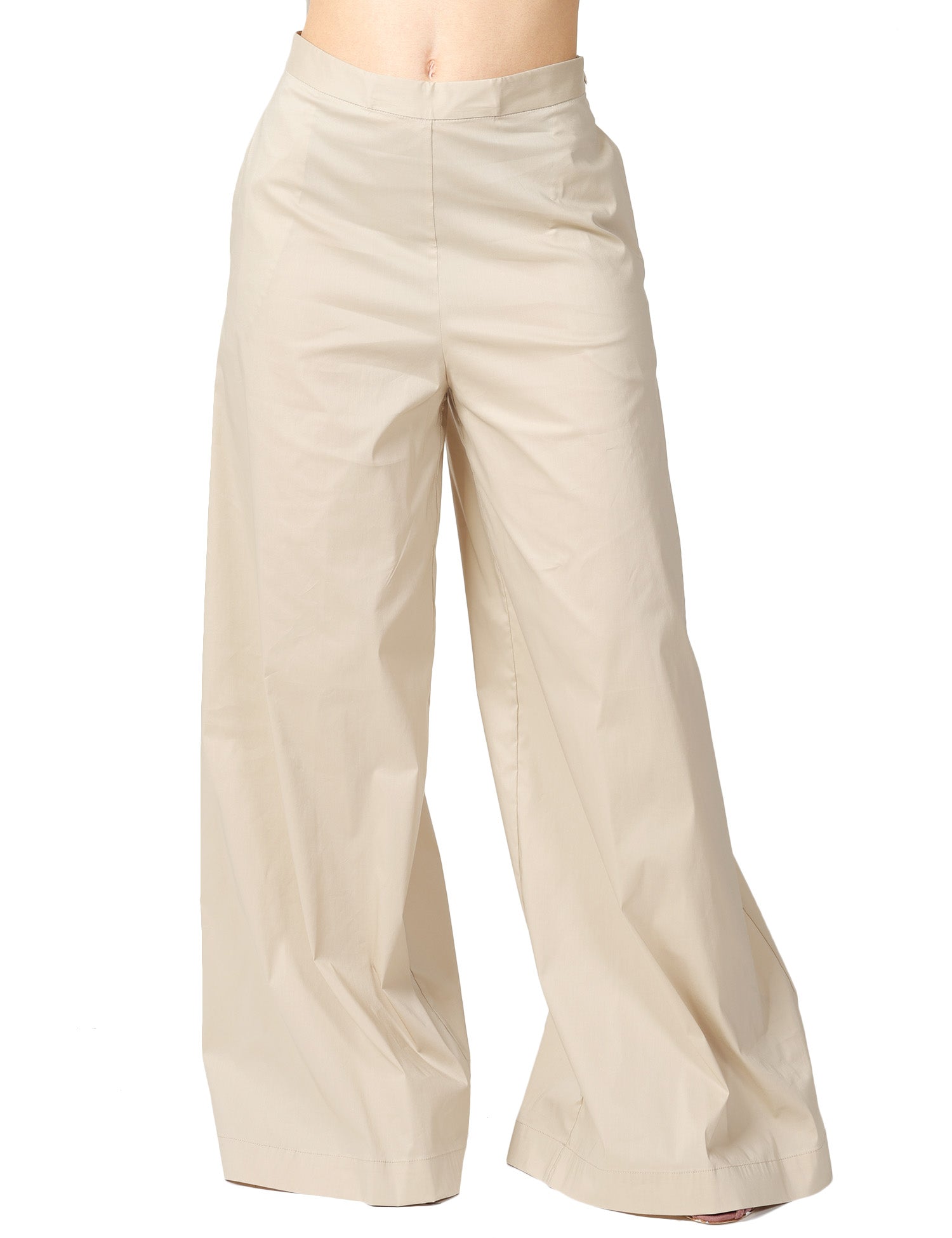 PANTALONE DONNA LIVIANA CONTI ILARIA IN COTONE CON GAMBA A PALAZZO