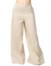 PANTALONE DONNA LIVIANA CONTI ILARIA IN COTONE CON GAMBA A PALAZZO