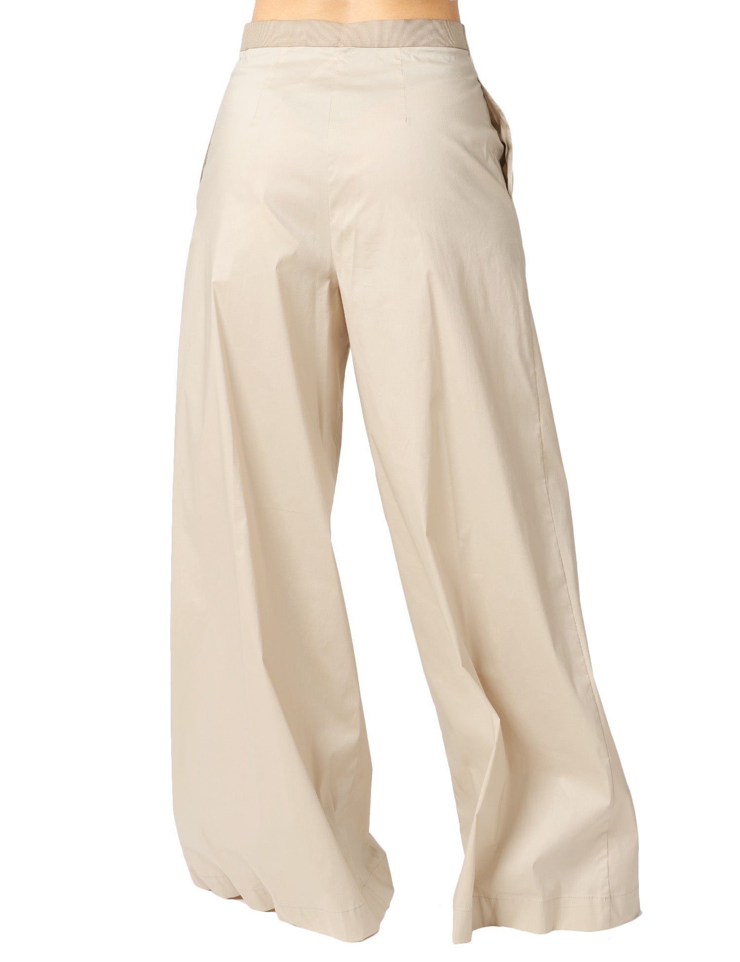 PANTALONE DONNA LIVIANA CONTI ILARIA IN COTONE CON GAMBA A PALAZZO