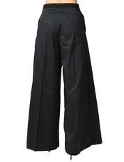 PANTALONE DONNA LIVIANA CONTI ILARIA NERO A PALAZZO IN POPELINE STRETCH