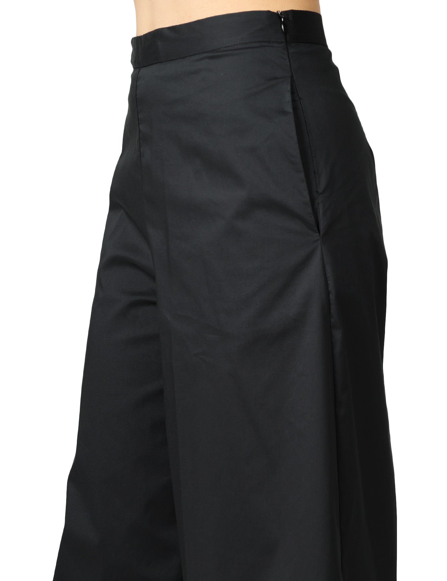 PANTALONE DONNA LIVIANA CONTI ILARIA NERO A PALAZZO IN POPELINE STRETCH