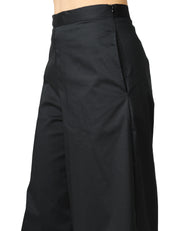 PANTALONE DONNA LIVIANA CONTI ILARIA NERO A PALAZZO IN POPELINE STRETCH