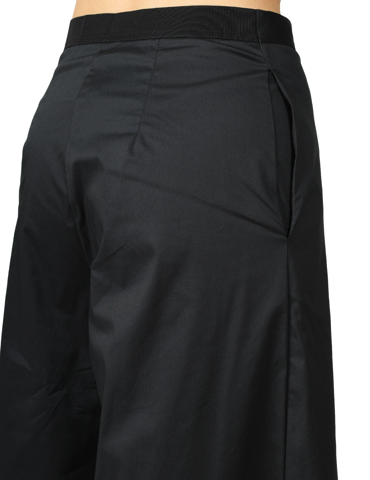 PANTALONE DONNA LIVIANA CONTI ILARIA NERO A PALAZZO IN POPELINE STRETCH