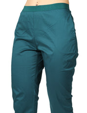 PANTALONE DONNA LIVIANA CONTI EUCALIPTO IN POPELINE STRETCH CON ELASTICO IN VITA