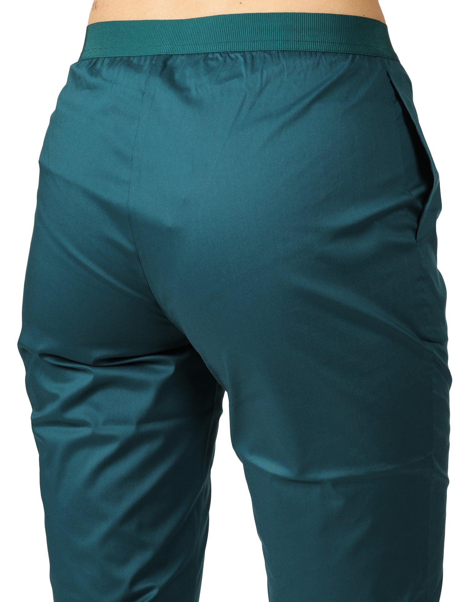 PANTALONE DONNA LIVIANA CONTI EUCALIPTO IN POPELINE STRETCH CON ELASTICO IN VITA