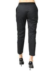 PANTALONE DONNA LIVIANA CONTI NERO IN POPELINE STRETCH CON ELASTICO IN VITA