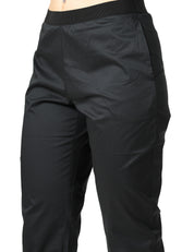 PANTALONE DONNA LIVIANA CONTI NERO IN POPELINE STRETCH CON ELASTICO IN VITA