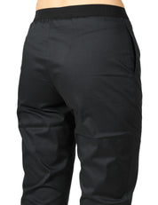 PANTALONE DONNA LIVIANA CONTI NERO IN POPELINE STRETCH CON ELASTICO IN VITA