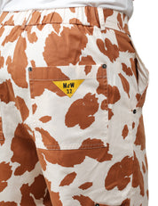 PANTALONE UOMO MAISON CRAZY WORKER WHITE STAMPA COW 100% COTONE