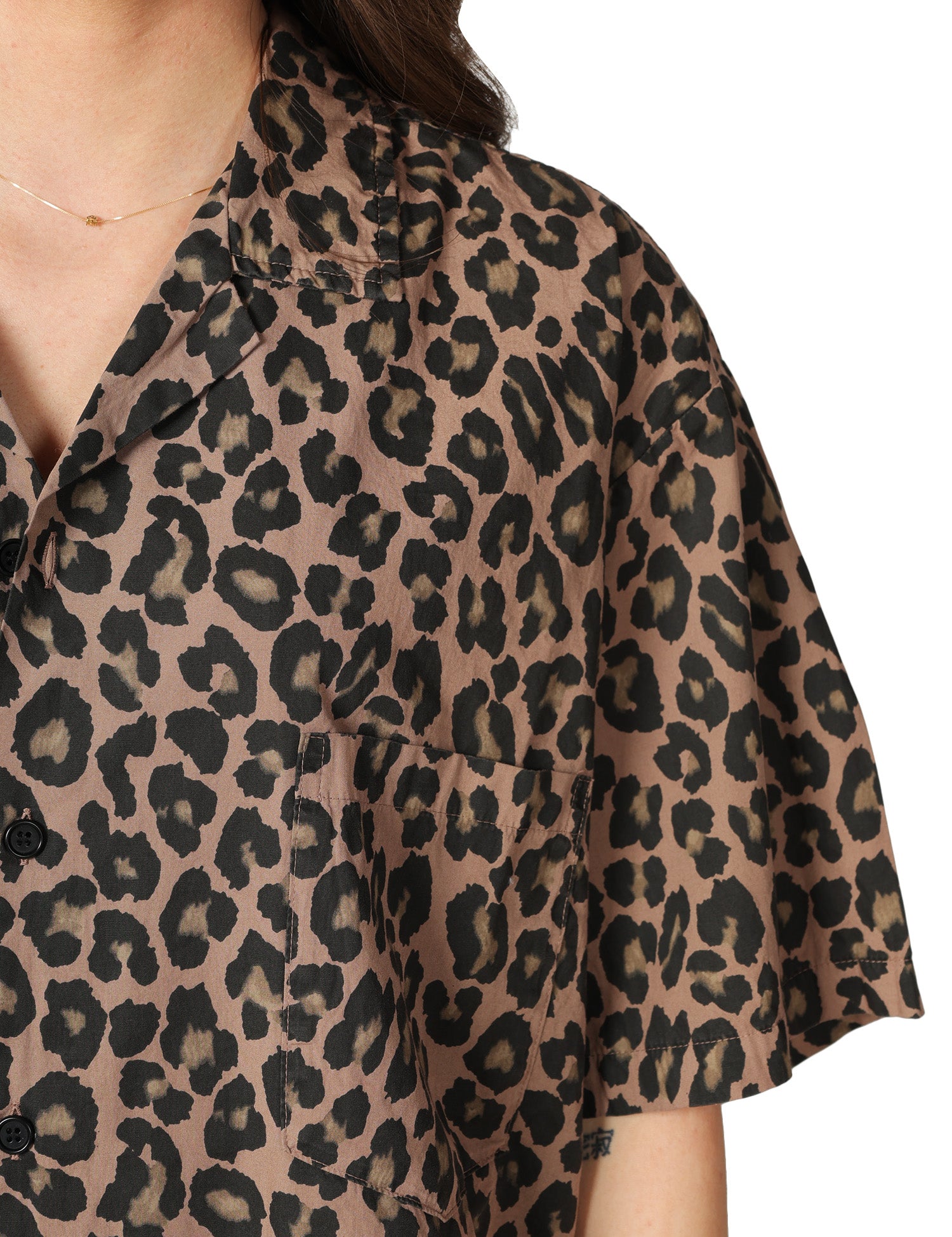 CAMICIA DONNA MAISON CRAZY WORKER LEOPARD A MEZZE MANICHE OVERSIZE 100% COTONE