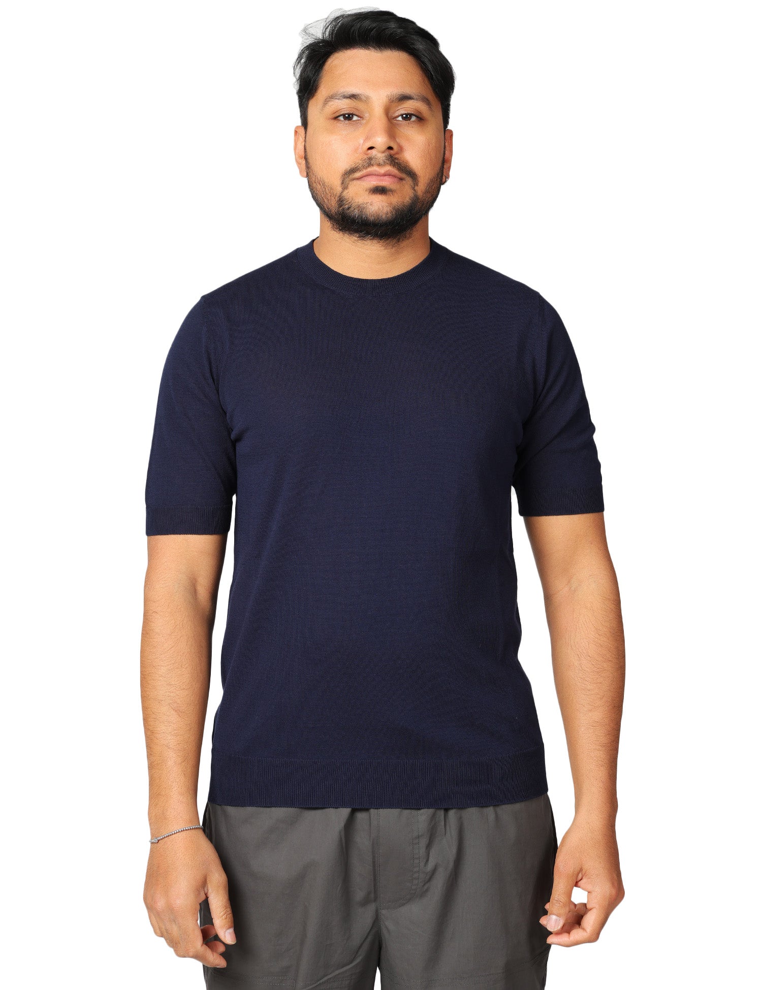 MAGLIA UOMO MASQ BLU GIROCOLLO A MEZZE MANICHE IN COTONE