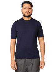 MAGLIA UOMO MASQ BLU GIROCOLLO A MEZZE MANICHE IN COTONE