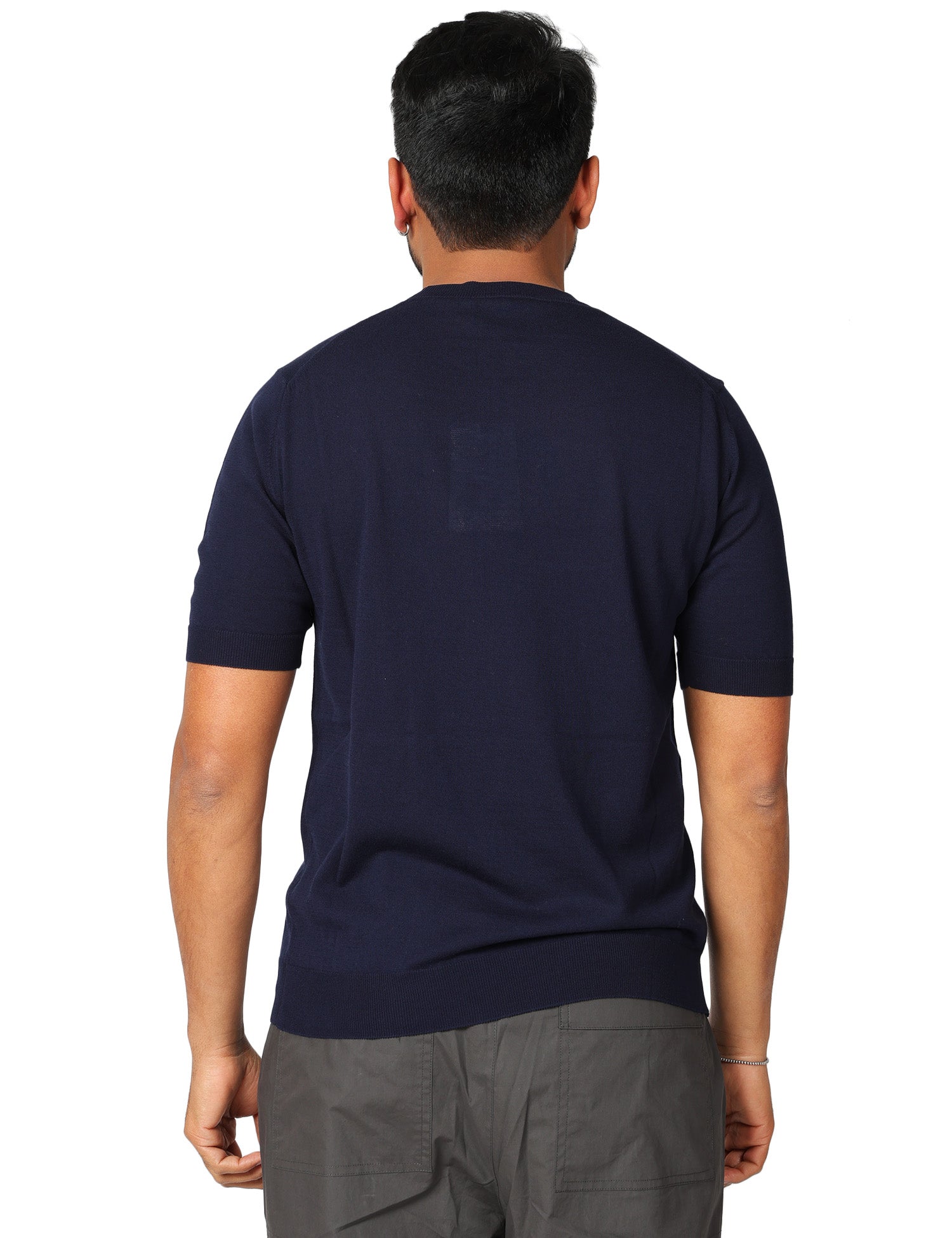 MAGLIA UOMO MASQ BLU GIROCOLLO A MEZZE MANICHE IN COTONE