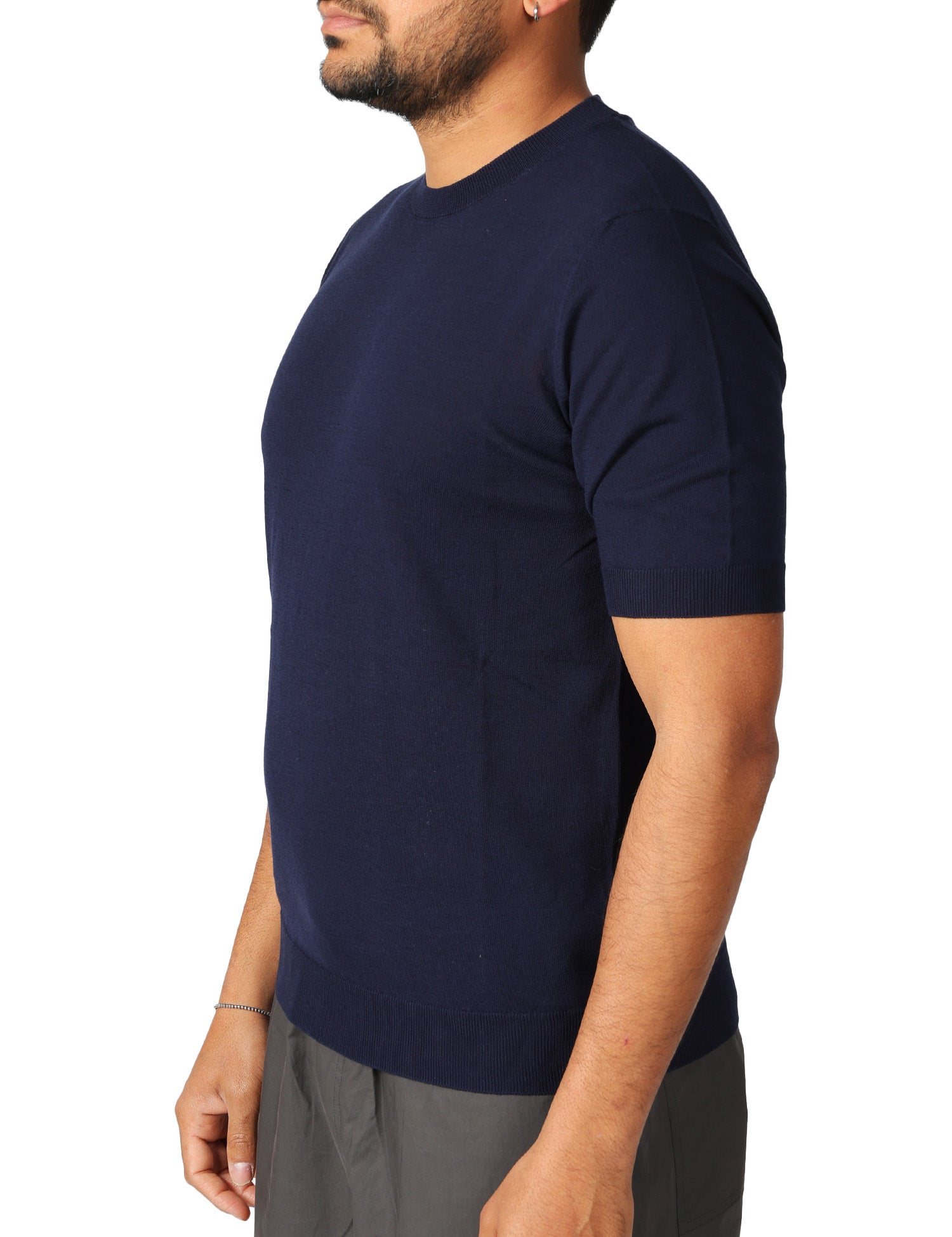 MAGLIA UOMO MASQ BLU GIROCOLLO A MEZZE MANICHE IN COTONE