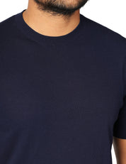 MAGLIA UOMO MASQ BLU GIROCOLLO A MEZZE MANICHE IN COTONE