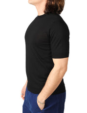 MAGLIA UOMO MASQ NERA GIROCOLLO A MEZZE MANICHE IN COTONE