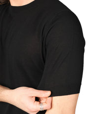 MAGLIA UOMO MASQ NERA GIROCOLLO A MEZZE MANICHE IN COTONE