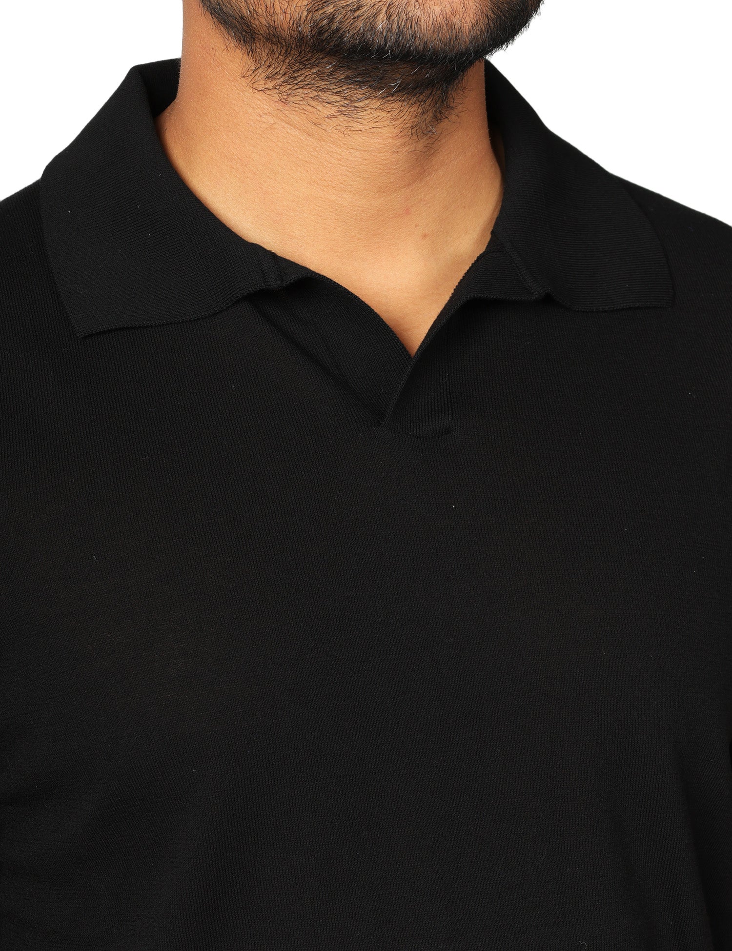 POLO UOMO MASQ NERA CON PICCOLO SCOLLO A V