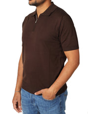 POLO UOMO MASQ MORO A MEZZE MANICHE CON ZIP SULLO SCOLLO
