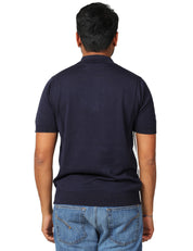 POLO UOMO MASQ BLU A MEZZE MANICHE CON ZIP SULLO SCOLLO