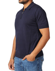 POLO UOMO MASQ BLU A MEZZE MANICHE CON ZIP SULLO SCOLLO