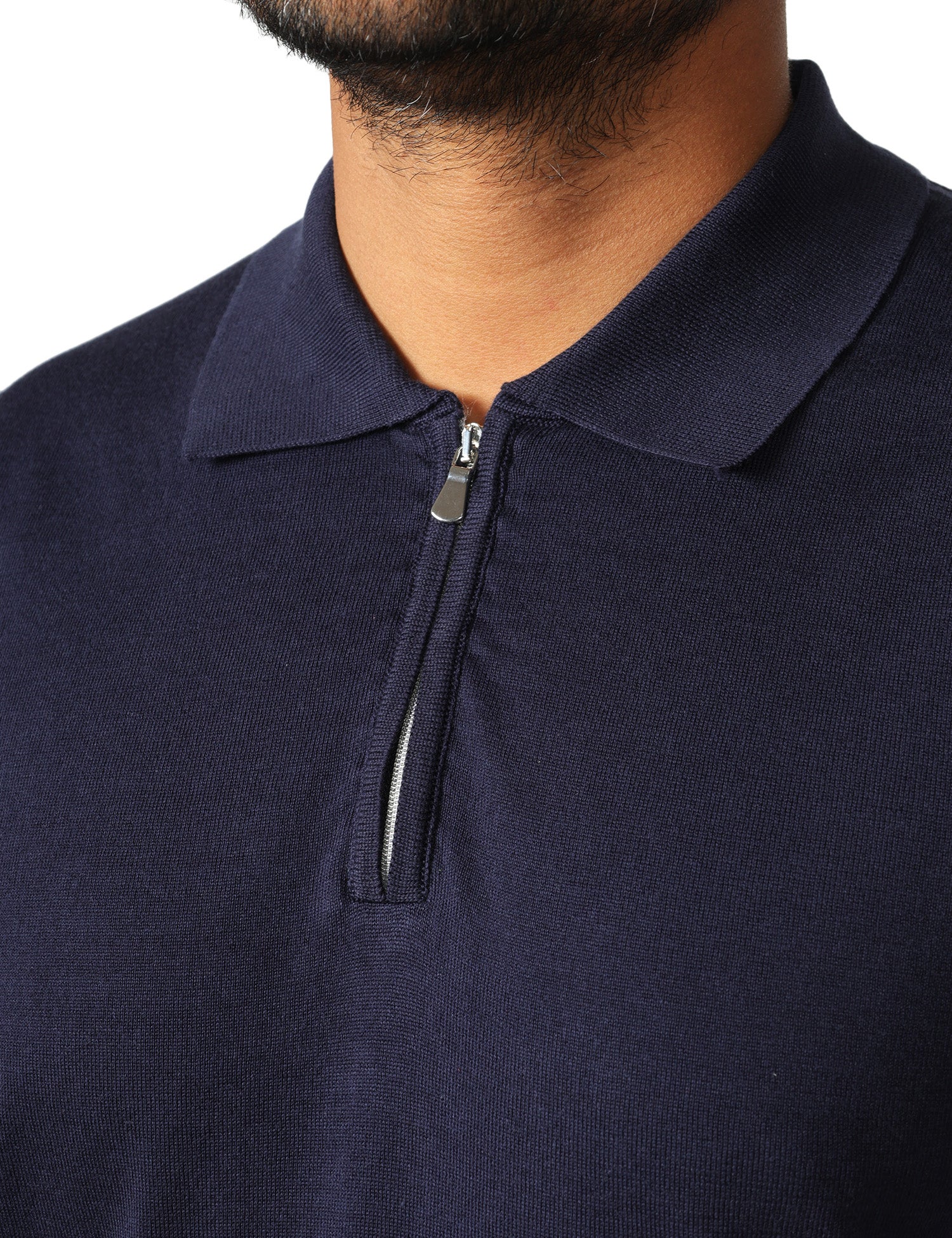 POLO UOMO MASQ BLU A MEZZE MANICHE CON ZIP SULLO SCOLLO