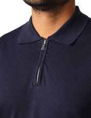POLO UOMO MASQ BLU A MEZZE MANICHE CON ZIP SULLO SCOLLO