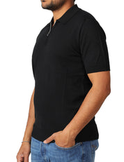 POLO UOMO MASQ NERA A MEZZE MANICHE CON ZIP