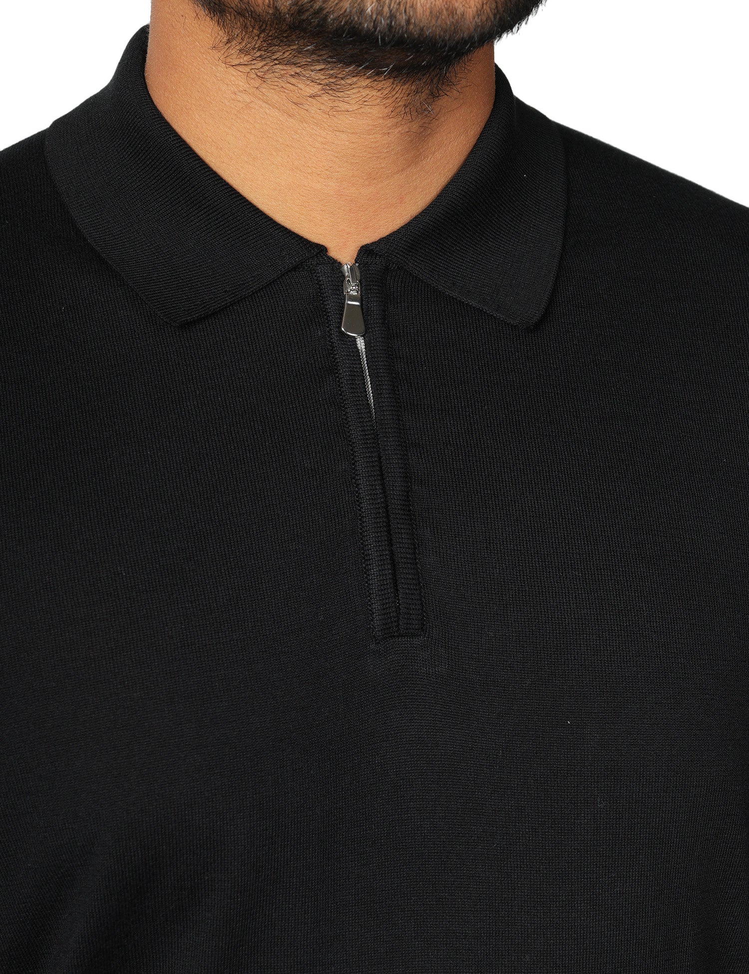 POLO UOMO MASQ NERA A MEZZE MANICHE CON ZIP
