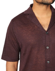 CAMICIA UOMO MASQ MORO A MEZZE MANICHE CON TRAMA TRAFORATA