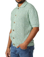 CARDIGAN UOMO MASQ VERDE A MEZZE MANICHE IN FILO CON COLLETTO