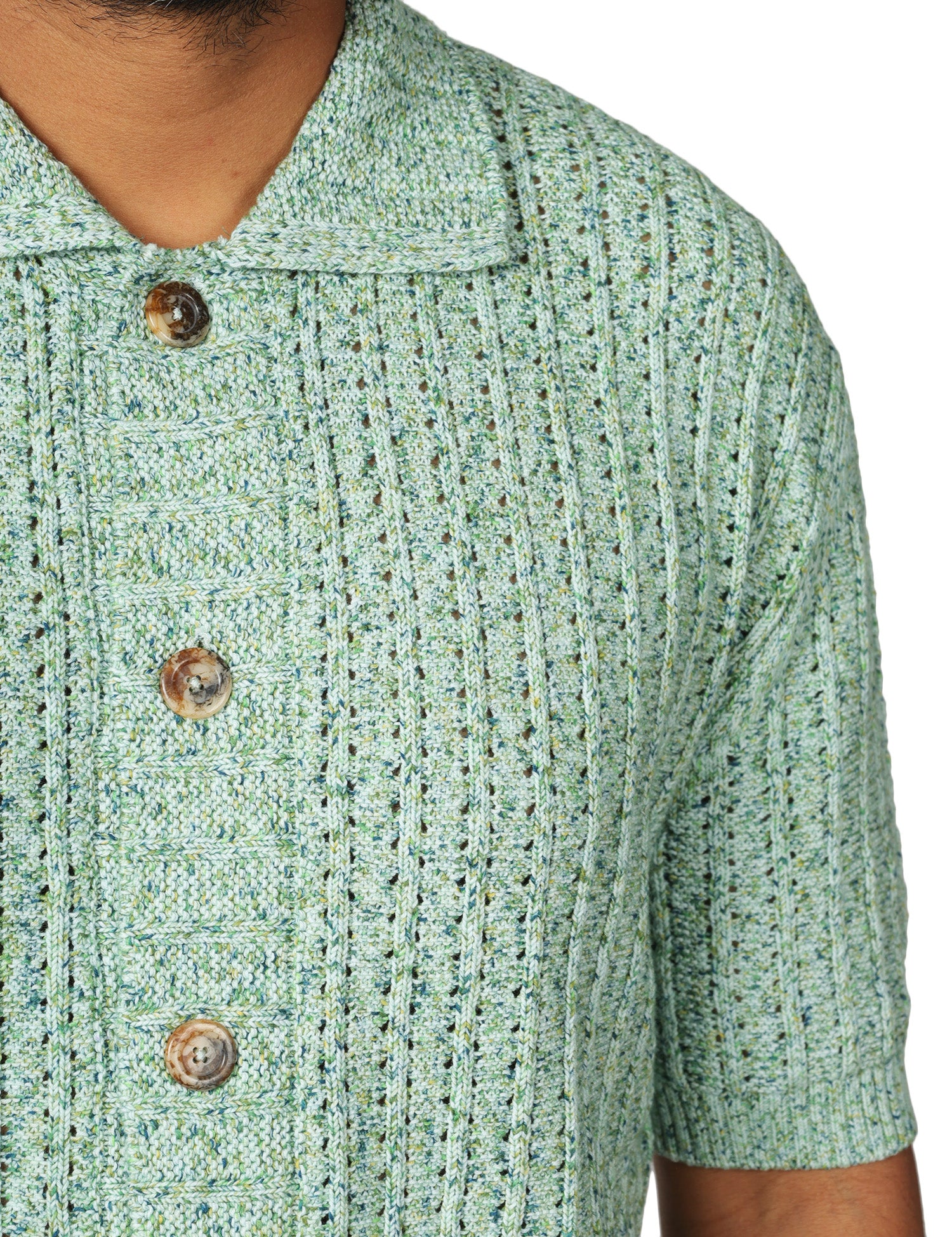 CARDIGAN UOMO MASQ VERDE A MEZZE MANICHE IN FILO CON COLLETTO