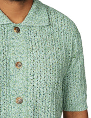 CARDIGAN UOMO MASQ VERDE A MEZZE MANICHE IN FILO CON COLLETTO