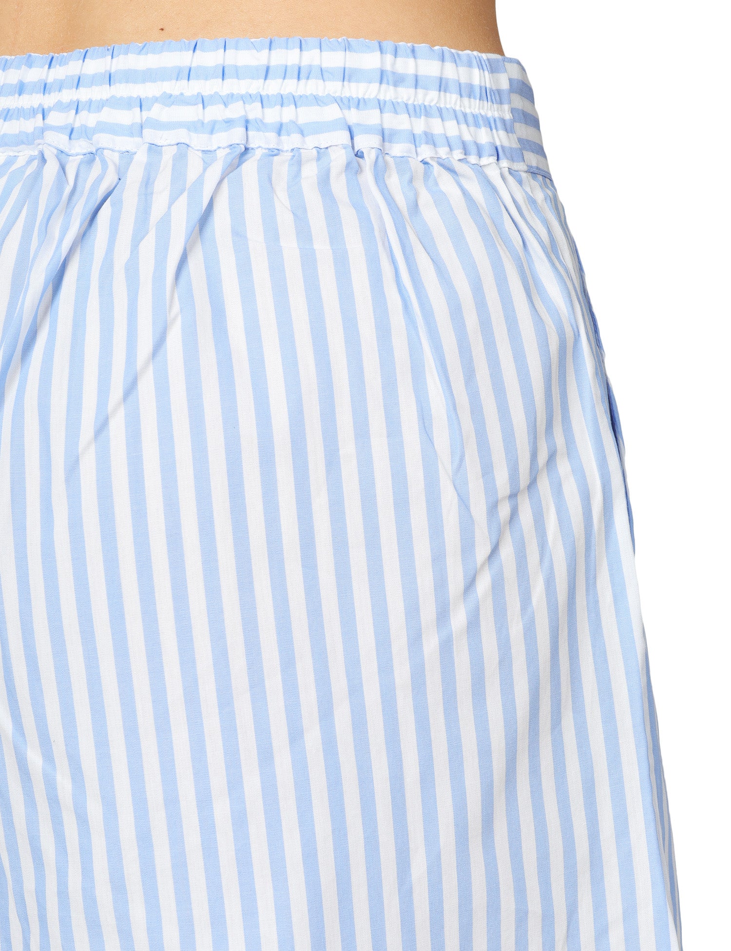 SHORTS DONNA MC 2 SAINT BARTH AMANI BIANCO/CELESTE A RIGHE CON RICAMO LOGO SUL FONDO