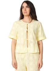 CAMICIA DONNA MC 2 SAINT BARTH ALYSON YELLOW CON LACCETTI IN COTONE SANGALLO