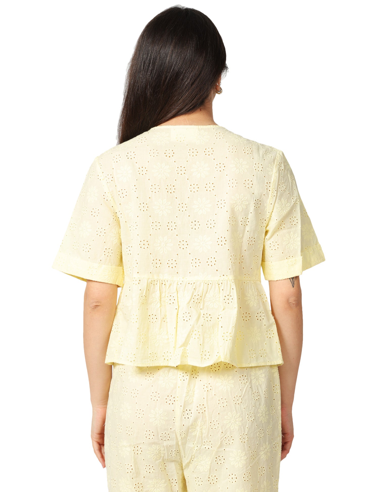 CAMICIA DONNA MC 2 SAINT BARTH ALYSON YELLOW CON LACCETTI IN COTONE SANGALLO