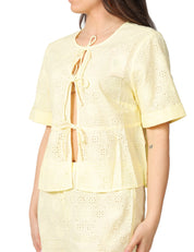 CAMICIA DONNA MC 2 SAINT BARTH ALYSON YELLOW CON LACCETTI IN COTONE SANGALLO