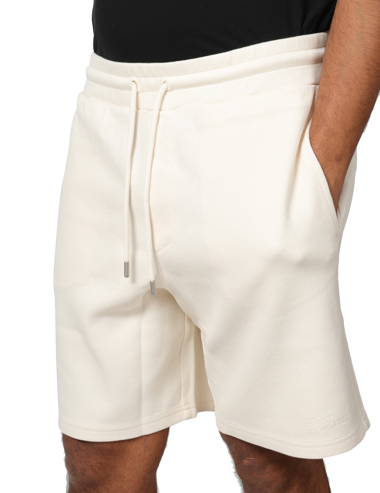 BERMUDA UOMO MC 2 SAINT BARTH BRAYDEN CREAM IN PIQUET CON COULISSE E RICAMO LOGO