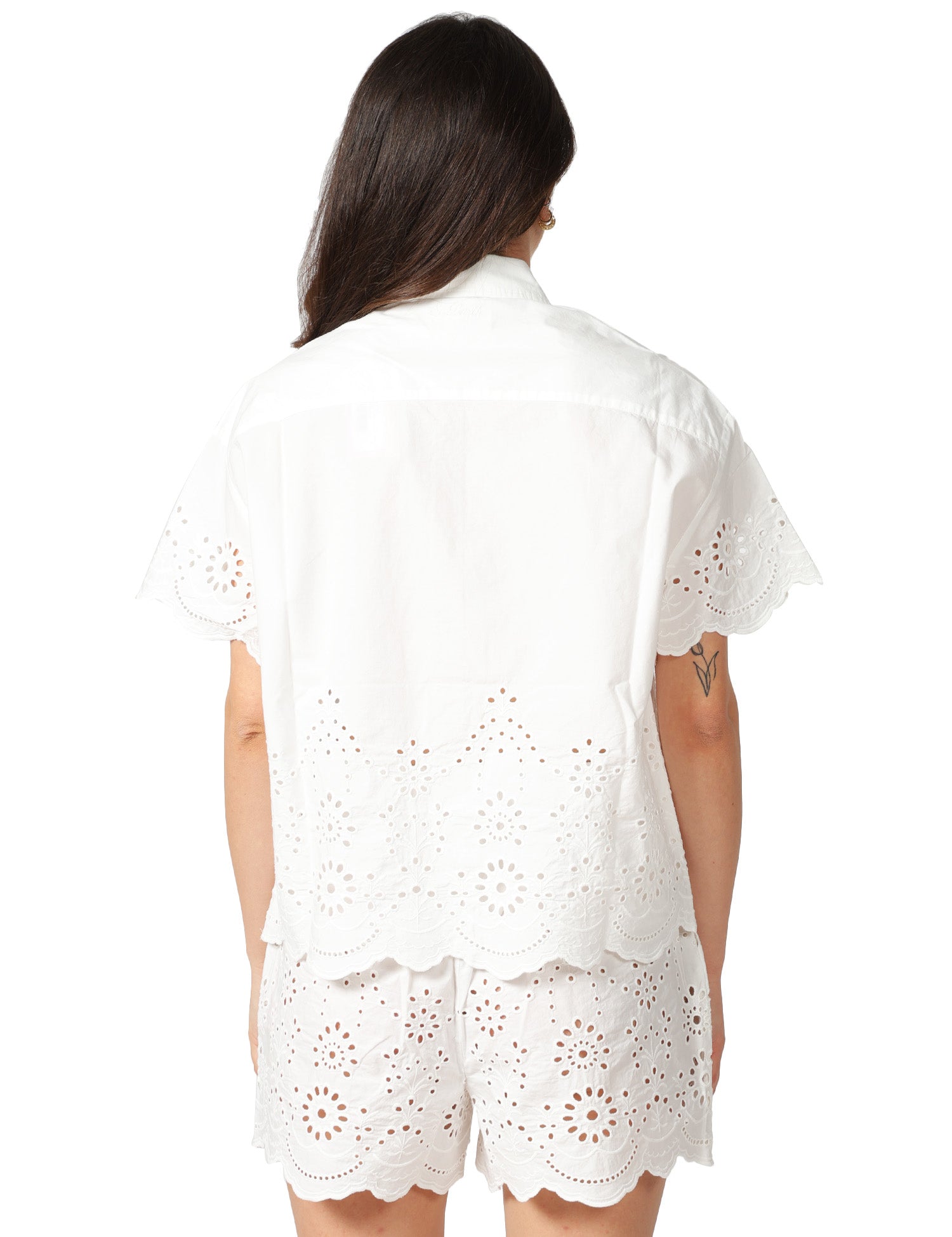 CAMICIA DONNA MC 2 SAINT BARTH CLEMENTINE BIANCA IN COTONE CON RICAMI FLOREALI