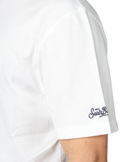 T-SHIRT UOMO MC 2 SAINT BARTH DOVER BIANCA CON RICAMO LOGO SULLA MANICA 100% COTONE