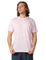 T-SHIRT UOMO MC 2 SAINT BARTH ECSTASEA ROSA GIROCOLLO IN JERSEY DI LINO CON RICAMO LOGO SULLA MANICA